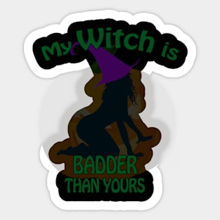 Sexy Halloween witch costume tshirt for men, women & couples Sticker